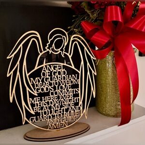 Handmade by me - Guardian Angel Wood Shelf Sign